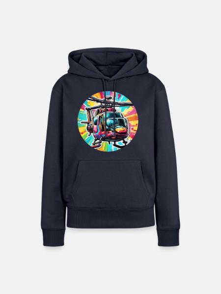 Helikopter / Hubschrauber / fliegen / Luftfahrt - Frauen Premium Bio Hoodie - Navy