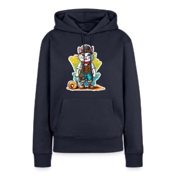 Lederhosen / Animal / Costume traditionnel / Tradition / Chat - Sweat à capuche Premium bio Femme - bleu marine - Devant - Julia (174cm)