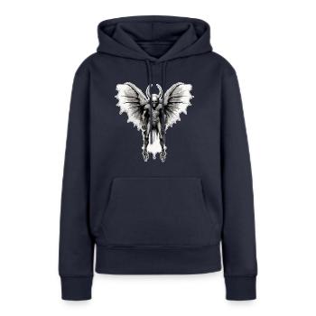 Mothman / Motte / Insekt / Fabelwesen / Flatterer - Frauen Premium Bio Hoodie - Navy - Vorne - Julia (174cm)