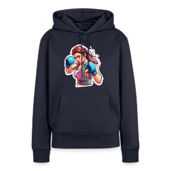 Boxer / Sport / Kampf / Arena / Boxring / Fäuste - Frauen Premium Bio Hoodie - Navy - Vorne - Julia (174cm)