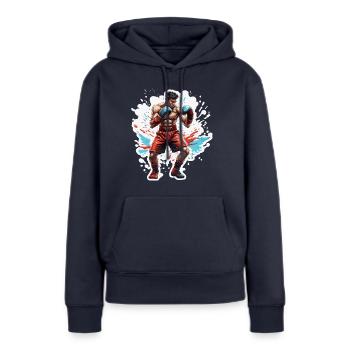 Boxer / Sport / Kampf / Arena / Boxring / Fäuste - Frauen Premium Bio Hoodie - Navy - Vorne - Julia (174cm)