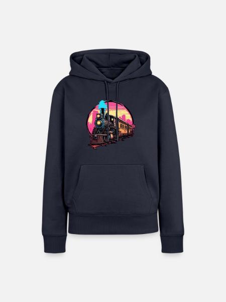 Zug / Lokomotive / Dampflok / Eisenbahn / Lock - Frauen Premium Bio Hoodie - Navy