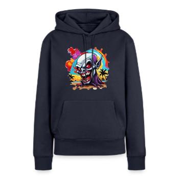 Vampire / Dracula / Suceur de sang / Halloween / Mythe - Sweat à capuche Premium bio Femme - bleu marine - Devant - Julia (174cm)
