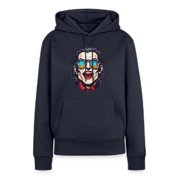 Vampire / Dracula / Suceur de sang / Halloween / Mythe - Sweat à capuche Premium bio Femme - bleu marine - Devant - Julia (174cm)