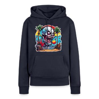 Vampire / Dracula / Suceur de sang / Halloween / Mythe - Sweat à capuche Premium bio Femme - bleu marine - Devant - Julia (174cm)