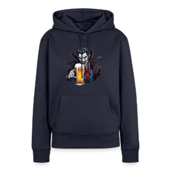 Vampire / Dracula / Suceur de sang / Halloween / Mythe - Sweat à capuche Premium bio Femme - bleu marine - Devant - Julia (174cm)