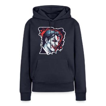 Vampire / Dracula / Suceur de sang / Halloween / Mythe - Sweat à capuche Premium bio Femme - bleu marine - Devant - Julia (174cm)