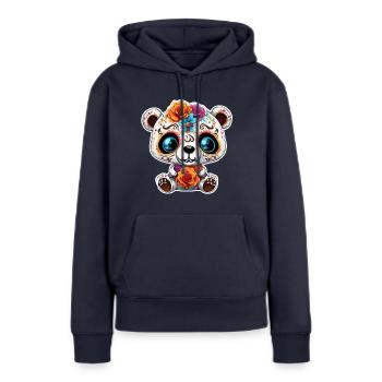 Ours en peluche / Peluche / Animal en peluche / Idée cadeau - Sweat à capuche Premium bio Femme - bleu marine - Devant - Julia (174cm)