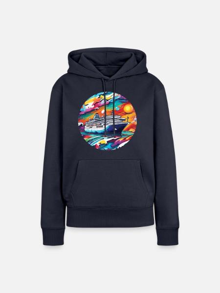 Piraten Schiff / Boot / Meer / Ocean / Wellen - Frauen Premium Bio Hoodie - Navy