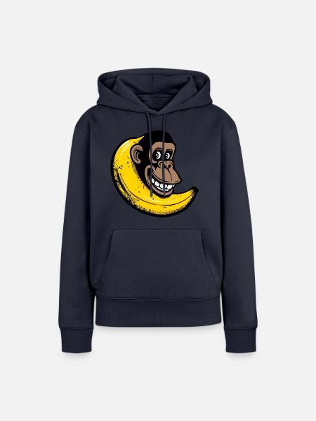 Affe fusioniert mit Banane - Frauen Premium Bio Hoodie - Navy