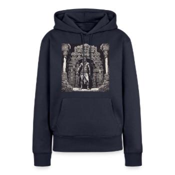 Mayan / Hochkultur / Peru / Maya Kalender / Motiv - Frauen Premium Bio Hoodie - Navy - Vorne - Julia (174cm)