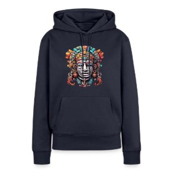 Mayan / Hochkultur / Peru / Maya Kalender / Motiv - Frauen Premium Bio Hoodie - Navy - Vorne - Julia (174cm)