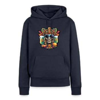 Maya / Haute Culture / Pérou / Calendrier Maya / Motif - Sweat à capuche Premium bio Femme - bleu marine - Devant - Julia (174cm)