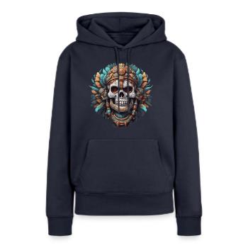 Maya / Haute Culture / Pérou / Calendrier Maya / Motif - Sweat à capuche Premium bio Femme - bleu marine - Devant - Julia (174cm)