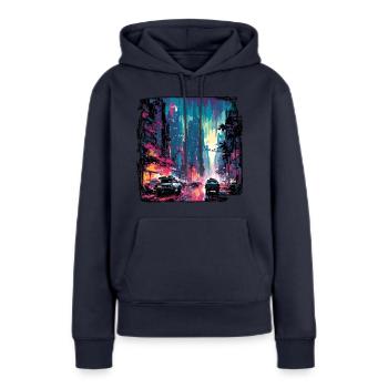 Apocalypse / Apocalypse / Destruction / Anarchie - Sweat à capuche Premium bio Femme - bleu marine - Devant - Julia (174cm)