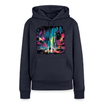 Apocalypse / Apocalypse / Destruction / Anarchie - Sweat à capuche Premium bio Femme - bleu marine - Devant - Julia (174cm)