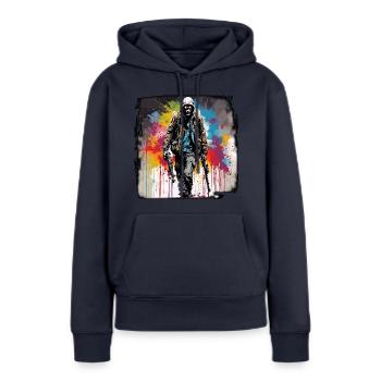 Apocalypse / Apocalypse / Destruction / Anarchie - Sweat à capuche Premium bio Femme - bleu marine - Devant - Julia (174cm)