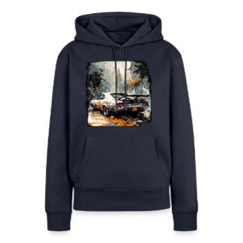 Apocalypse / Apocalypse / Destruction / Anarchie - Sweat à capuche Premium bio Femme - bleu marine - Devant - Julia (174cm)