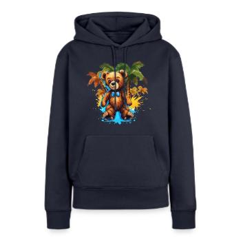 Ours en peluche / Peluche / Animal en peluche / Idée cadeau - Sweat à capuche Premium bio Femme - bleu marine - Devant - Julia (174cm)