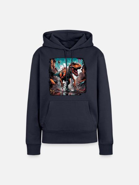 Dinosaurier / Tier / Urzeit / Reptil / Jungs - Frauen Premium Bio Hoodie - Navy
