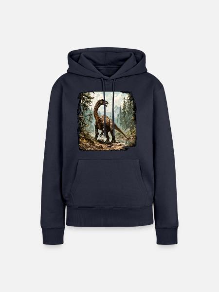 Dinosaurier / Tier / Urzeit / Reptil / Jungs - Frauen Premium Bio Hoodie - Navy