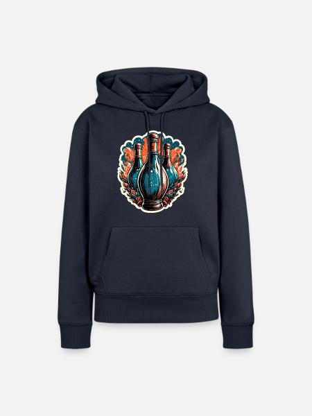 Bowling / Kegeln / Bowlingbahn / Pin / Strike - Frauen Premium Bio Hoodie - Navy