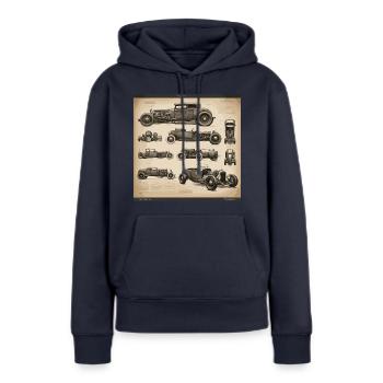 Plan / Sépia / Vintage / Rétro / Old Timer - Sweat à capuche Premium bio Femme - bleu marine - Devant - Julia (174cm)