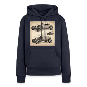 Plan / Sépia / Vintage / Rétro / Old Timer - Sweat à capuche Premium bio Femme - bleu marine - Devant - Julia (174cm)