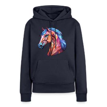 Pferd im Diamant - Stil - Frauen Premium Bio Hoodie - Navy - Vorne - Julia (174cm)