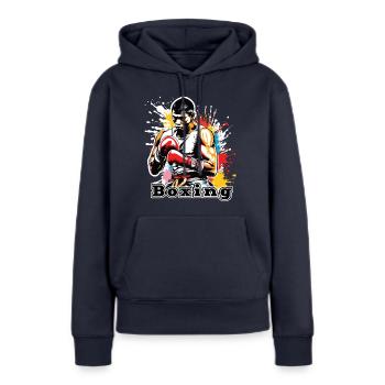Boxer / Sport / Kampf / Arena / Boxring / Fäuste - Frauen Premium Bio Hoodie - Navy - Vorne - Julia (174cm)