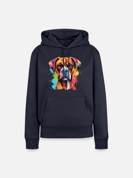 Boxer Hund Motiv - Frauen Premium Bio Hoodie - Navy