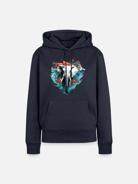 Künstlerischer Elefant - Frauen Premium Bio Hoodie - Navy