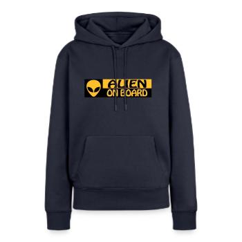AUSLÄNDER AN BORD - Frauen Premium Bio Hoodie - Navy - Vorne - Julia (174cm)