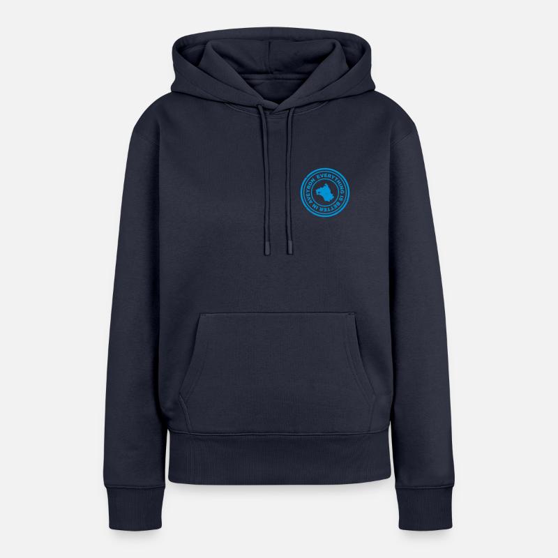 basic - Sweat à capuche Premium bio Femme - bleu marine
