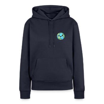 Unsere glückliche Mutter Erde! - Frauen Premium Bio Hoodie - Navy - Vorne - Julia (174cm)