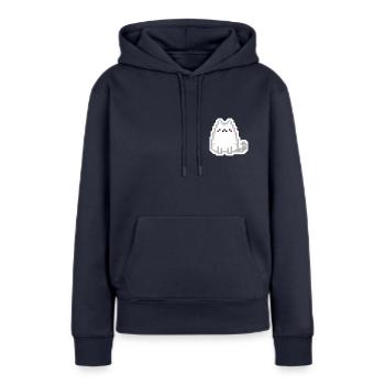 Katze in Pixel Art (weiße Kontur) - Frauen Premium Bio Hoodie - Navy - Vorne - Julia (174cm)