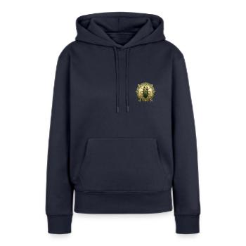 Jeton de cricket - Sweat à capuche Premium bio Femme - bleu marine - Devant - Julia (174cm)