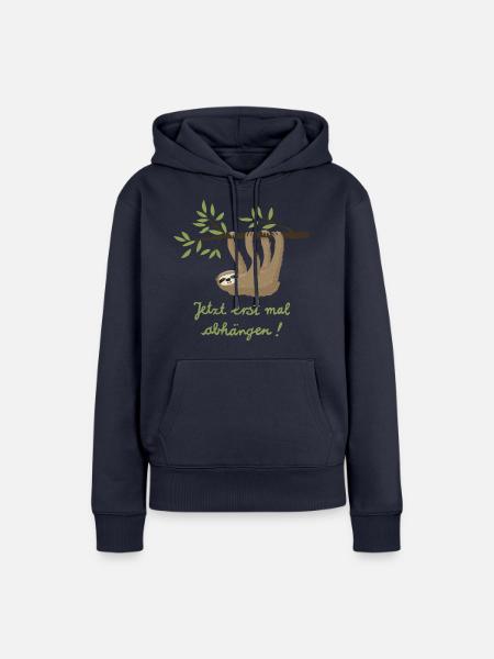 Faultier abhängen 2 - Frauen Premium Bio Hoodie - Navy