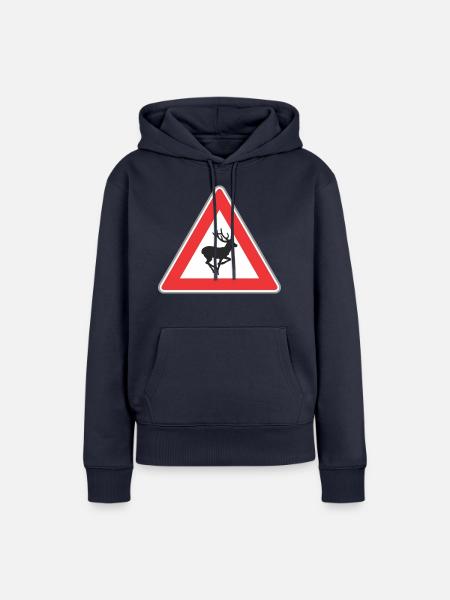 Hirsch Verkehrsschild - Frauen Premium Bio Hoodie - Navy