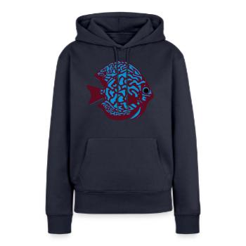 Diskusfisch vektor - Frauen Premium Bio Hoodie - Navy - Vorne - Julia (174cm)