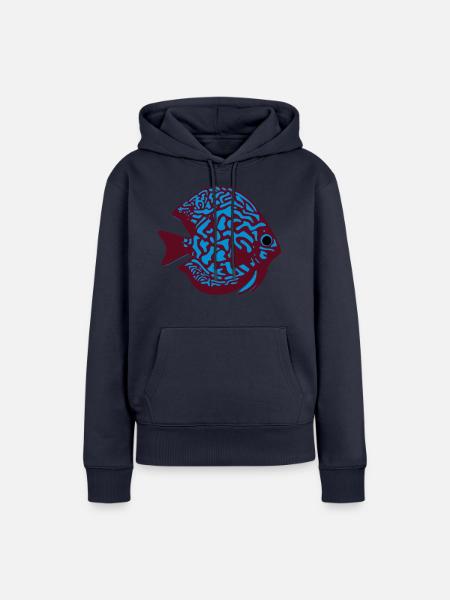 Diskusfisch vektor - Frauen Premium Bio Hoodie - Navy