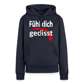 Fühl dich gedisst - Version 3 - Frauen Premium Bio Hoodie - Navy - Vorne - Julia (174cm)