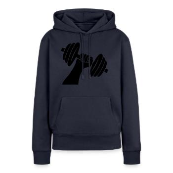 Hantel Gewichte - Frauen Premium Bio Hoodie - Navy - Vorne - Julia (174cm)
