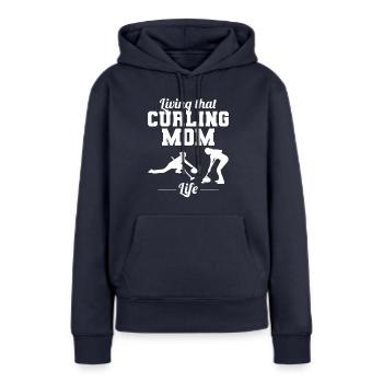 Curling Mama Winter Eissport Curler Muttertag - Frauen Premium Bio Hoodie - Navy - Vorne - Julia (174cm)