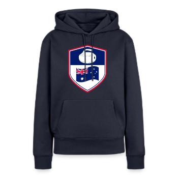 Australische Flagge Curling Winter Eissport Australien - Frauen Premium Bio Hoodie - Navy - Vorne - Julia (174cm)
