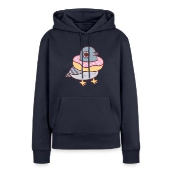 Niedliche Taube mit Donut um den Hals - Frauen Premium Bio Hoodie - Navy - Vorne - Julia (174cm)