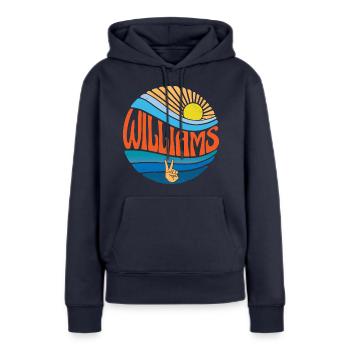 Williams Hemd Vintage Sunset Williams Groovy Krawatte - Frauen Premium Bio Hoodie - Navy - Vorne - Julia (174cm)