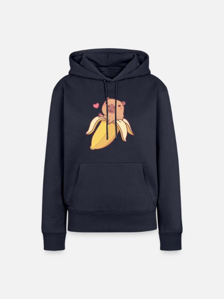 Cute Capybara In Banana Funny - Women’s Premium Organic Hoodie - navy