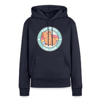 Niedlicher Capybara-Fanclub - Frauen Premium Bio Hoodie - Navy - Vorne - Julia (174cm)