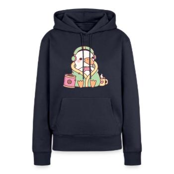 Süße Ente Gemütlicher Gamer - Frauen Premium Bio Hoodie - Navy - Vorne - Julia (174cm)